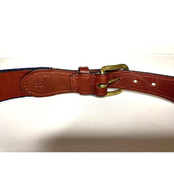 Nautical Anchor Pattern Belt in Brown and Blue - Picture 6 of 6